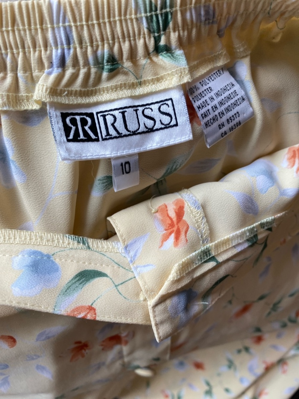 Sears Pale Yellow Floral Button-Front A-Line Skirt - Picture 3 of 4